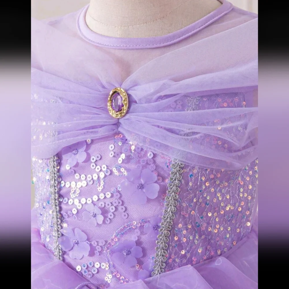 Purple Princess Dress with Tulle Overlay